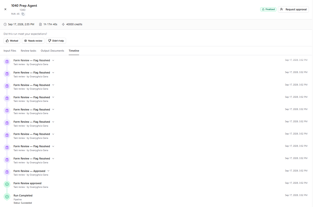 Run timeline approval